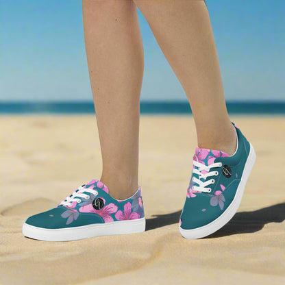 Cherry Blossom Lace-up Canvas Shoes