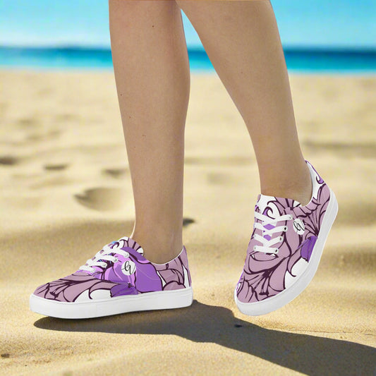 Lotus Leaves Lace-up Canvas Shoes