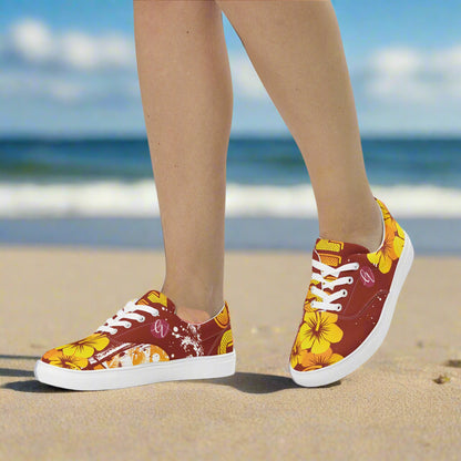 Brown Yellow Summers Lace-up Canvas Shoes